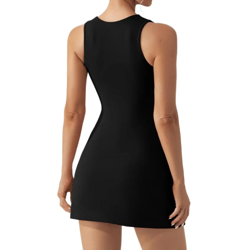 Women's Sleeveless Square-Neck Mini Tennis Dress