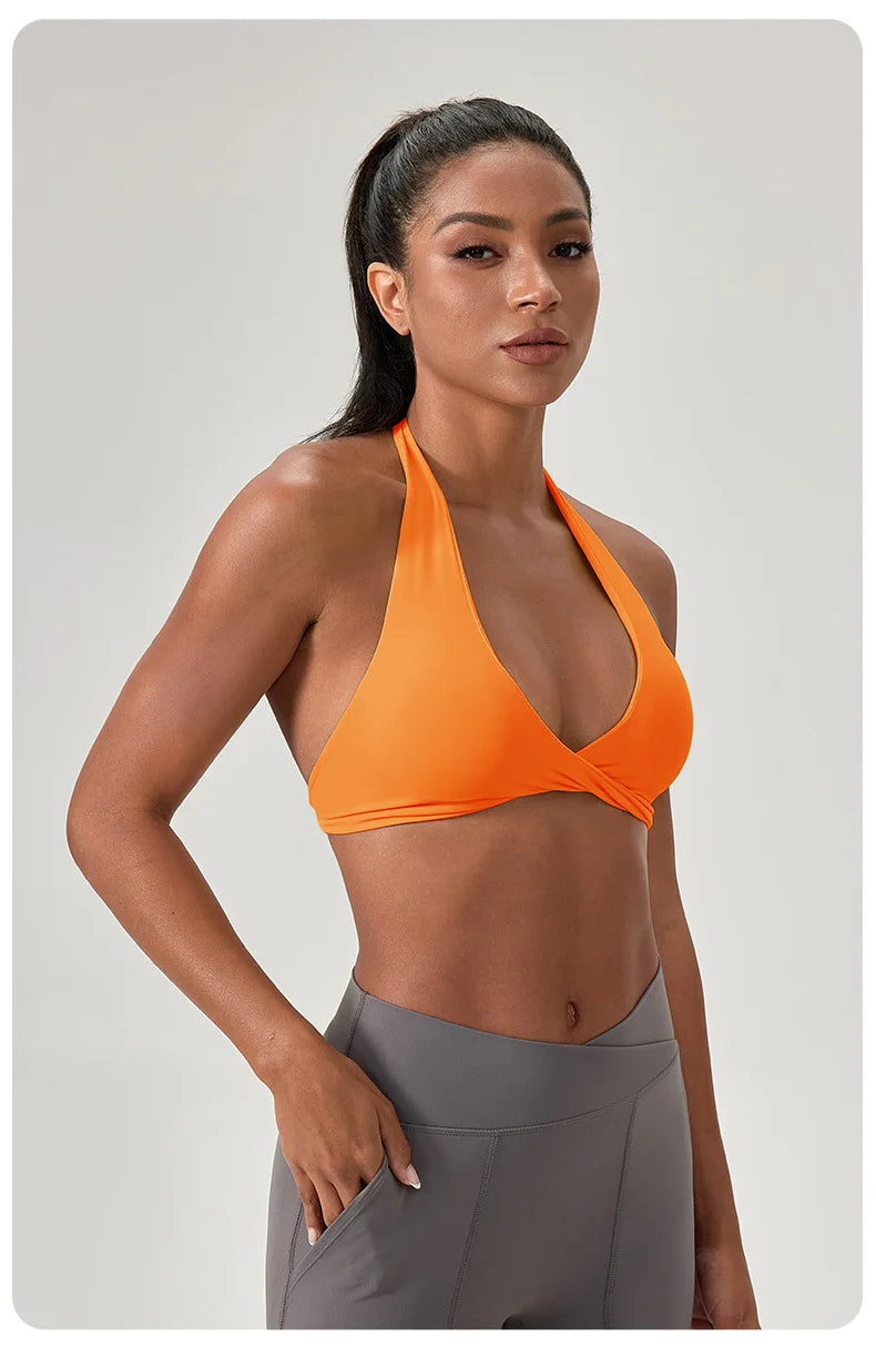 Strappy Padded Sports Bra - Criss Cross Back