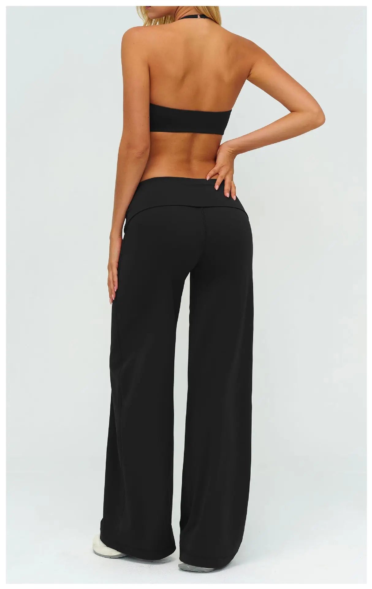 Halter Bra, Zip Jacket & Wide Leg Yoga Set