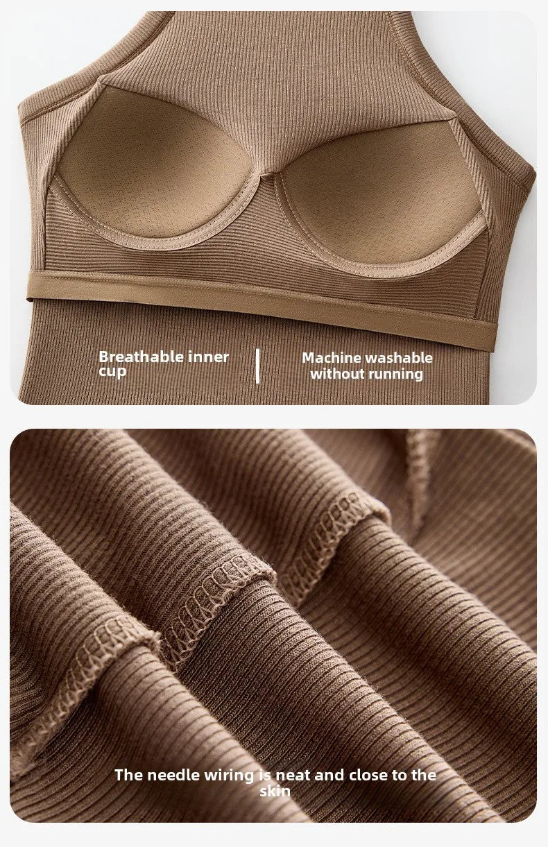 Halter Neck Camisole Top with Built-In Bra