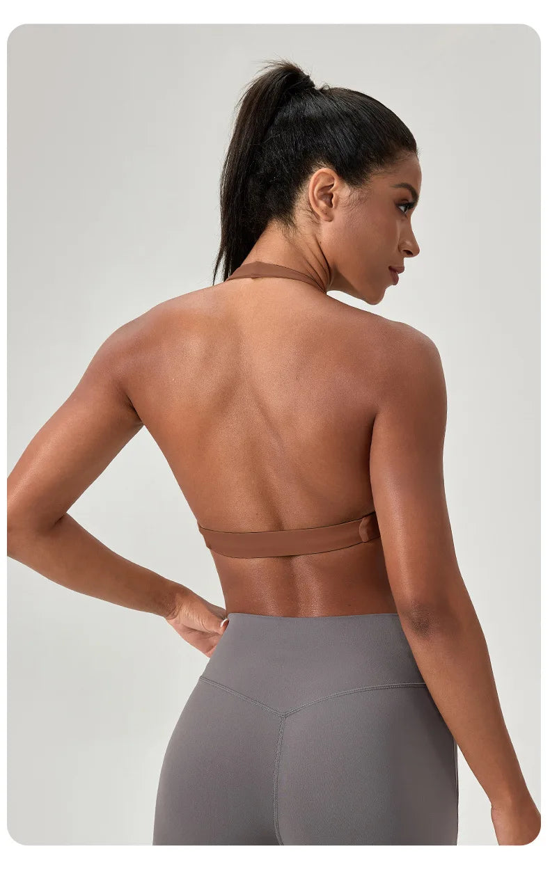 Strappy Padded Sports Bra - Criss Cross Back