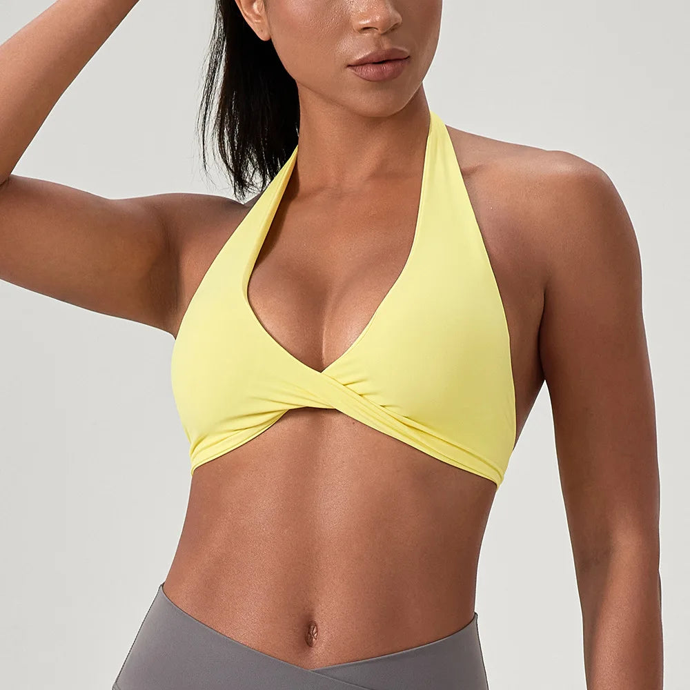 Strappy Padded Sports Bra - Criss Cross Back