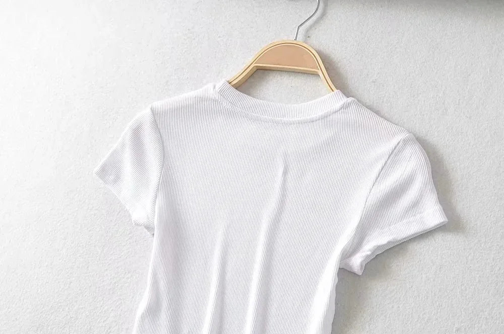 Women's Slim-Fit Short Sleeve Crop Top