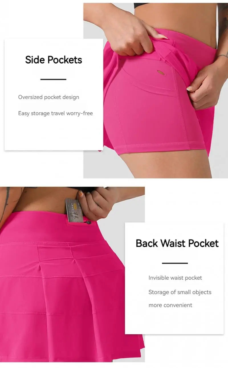 High-Waist Tennis Skort with Zipper Pocket