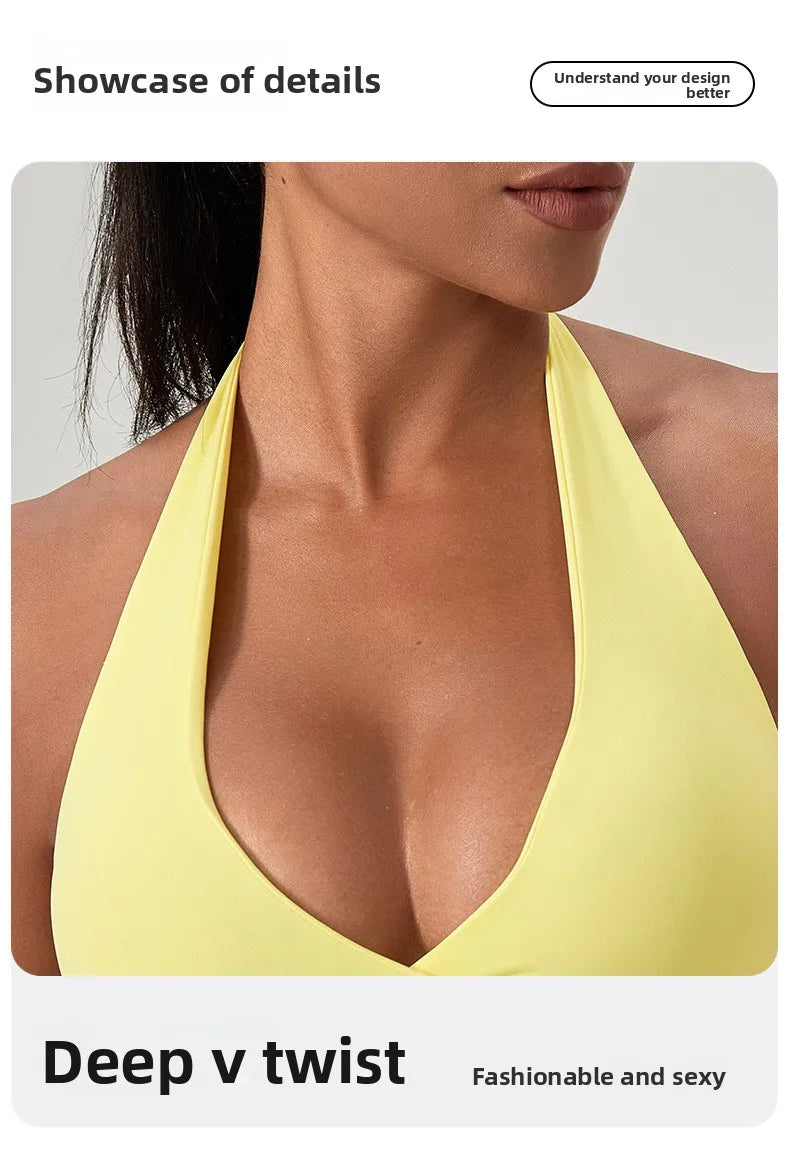 Strappy Padded Sports Bra - Criss Cross Back