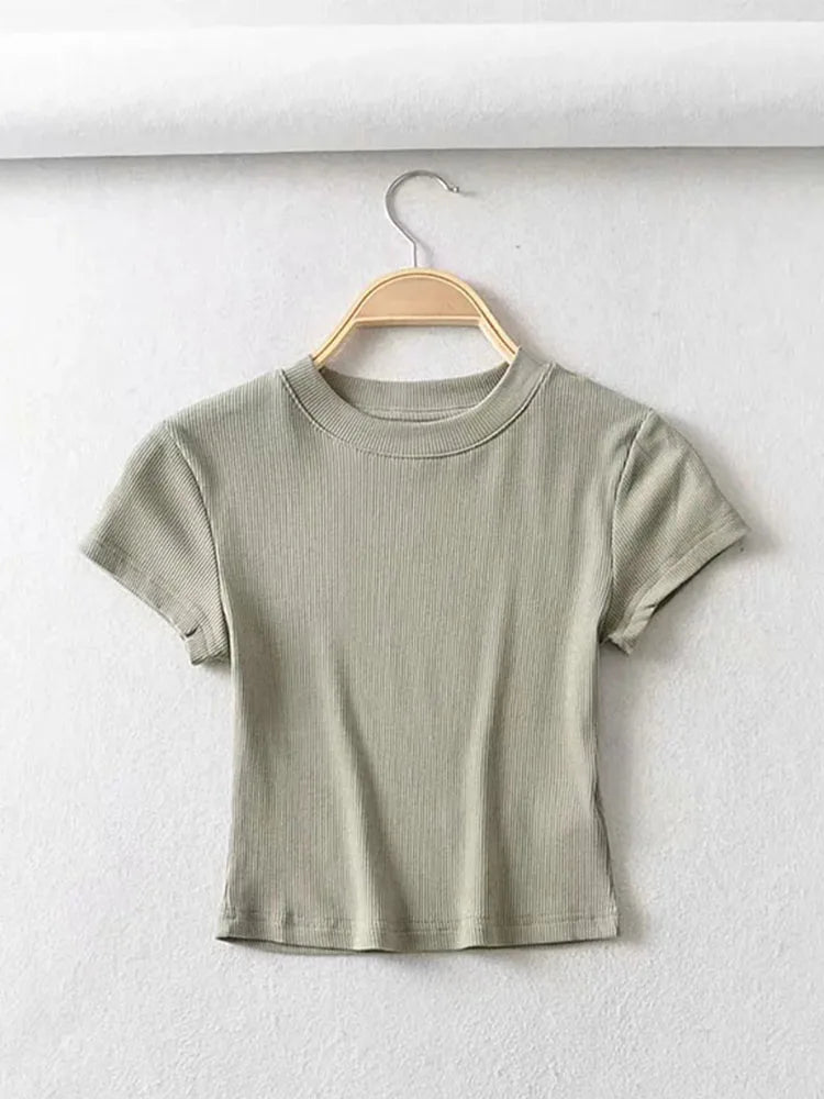 Women's Slim-Fit Short Sleeve Crop Top