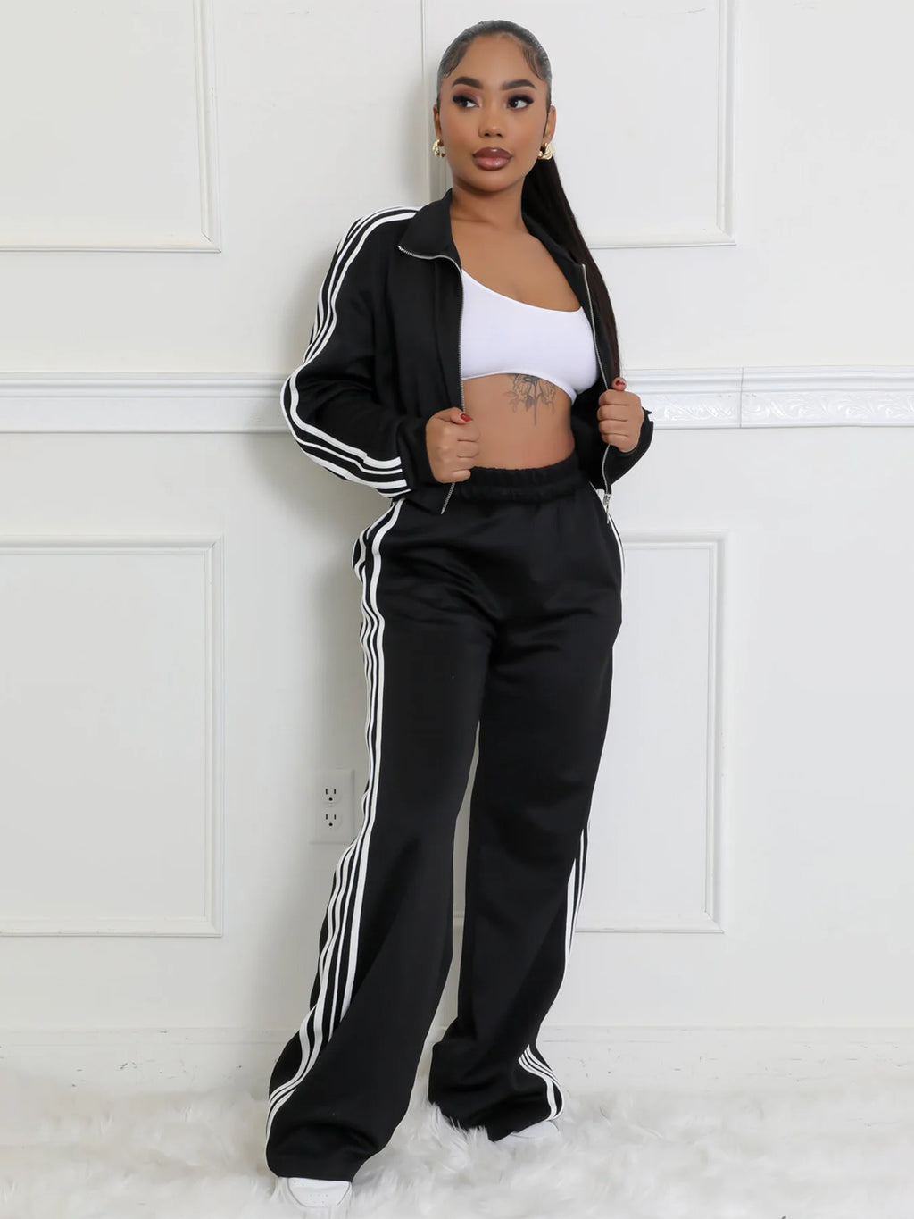 Y2K Striped Jogger Tracksuit Set - 2 Piece