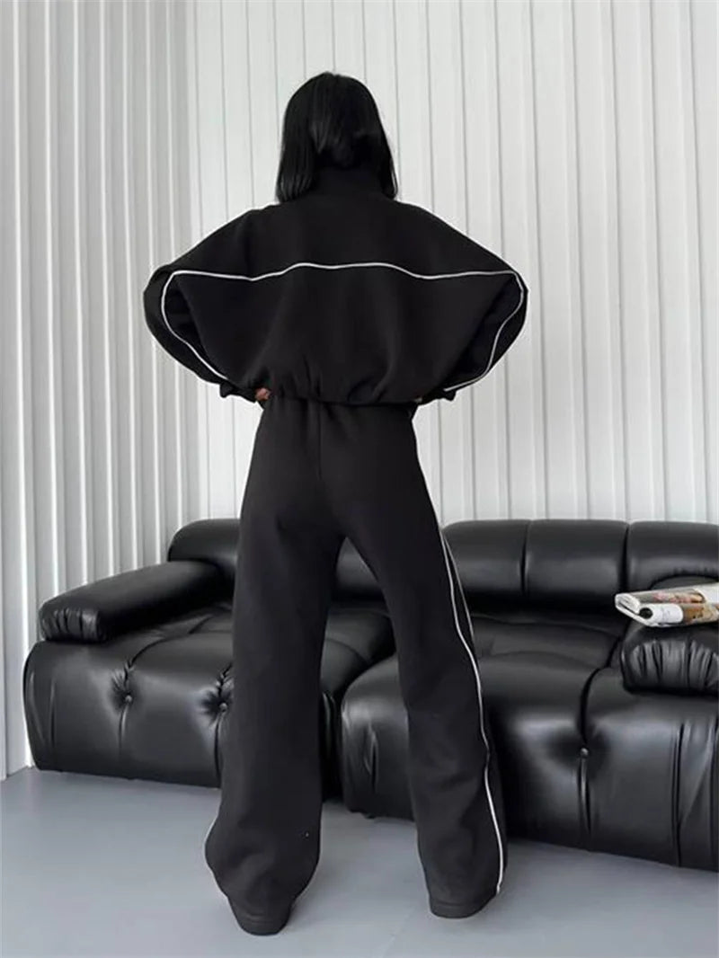 Oversized Striped Sweatshirt Set - 2 Piece