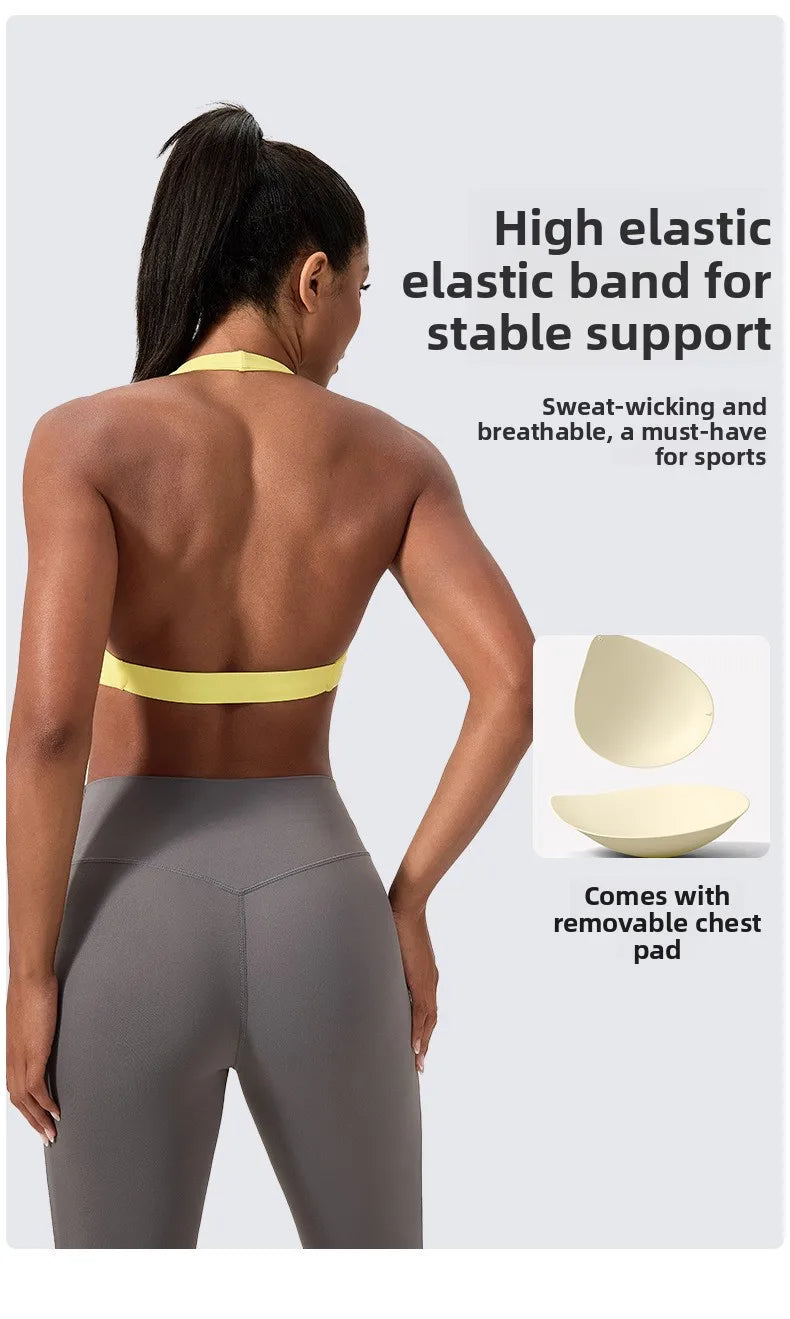 Strappy Padded Sports Bra - Criss Cross Back