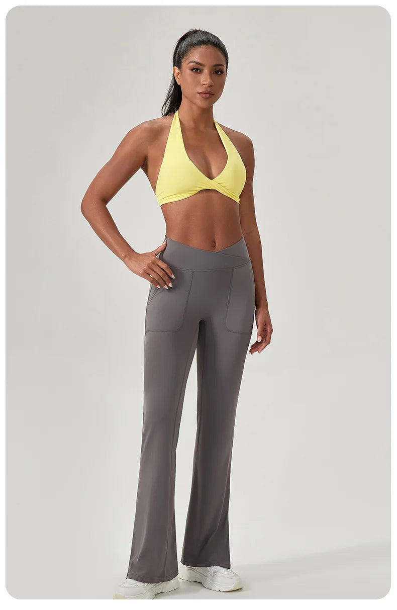 Strappy Padded Sports Bra - Criss Cross Back