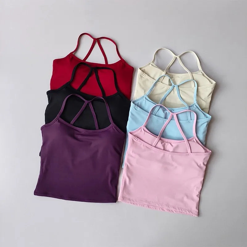 Cross Back Push-Up Sports Bra - High Support Yoga Bra