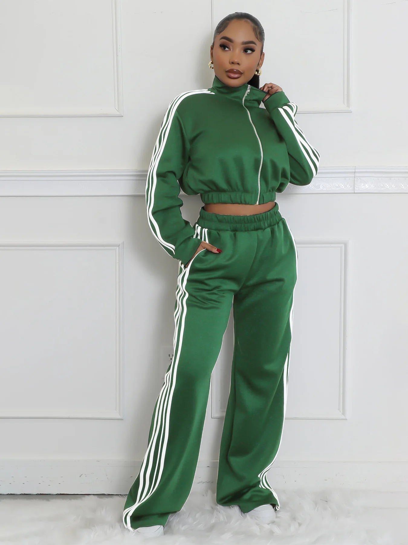 Y2K Striped Jogger Tracksuit Set - 2 Piece
