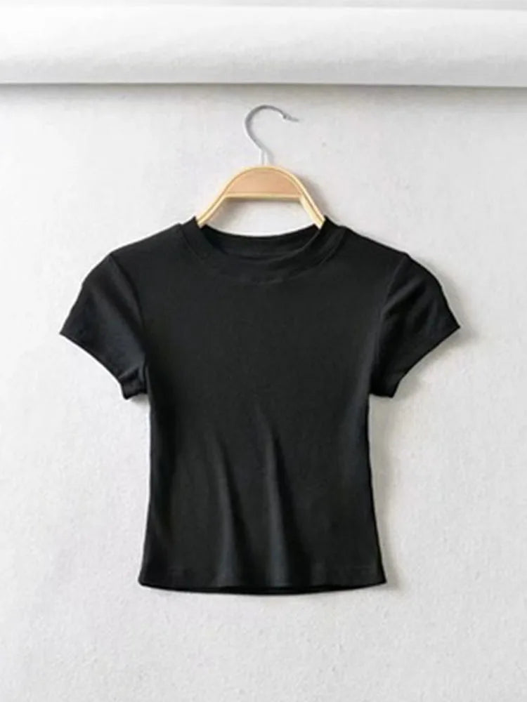 Women's Slim-Fit Short Sleeve Crop Top