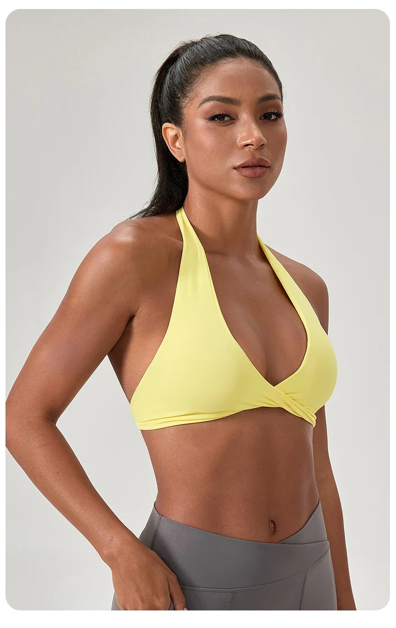 Strappy Padded Sports Bra - Criss Cross Back