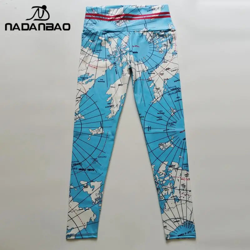 Women's Map Print High-Waist Skinny Leggings