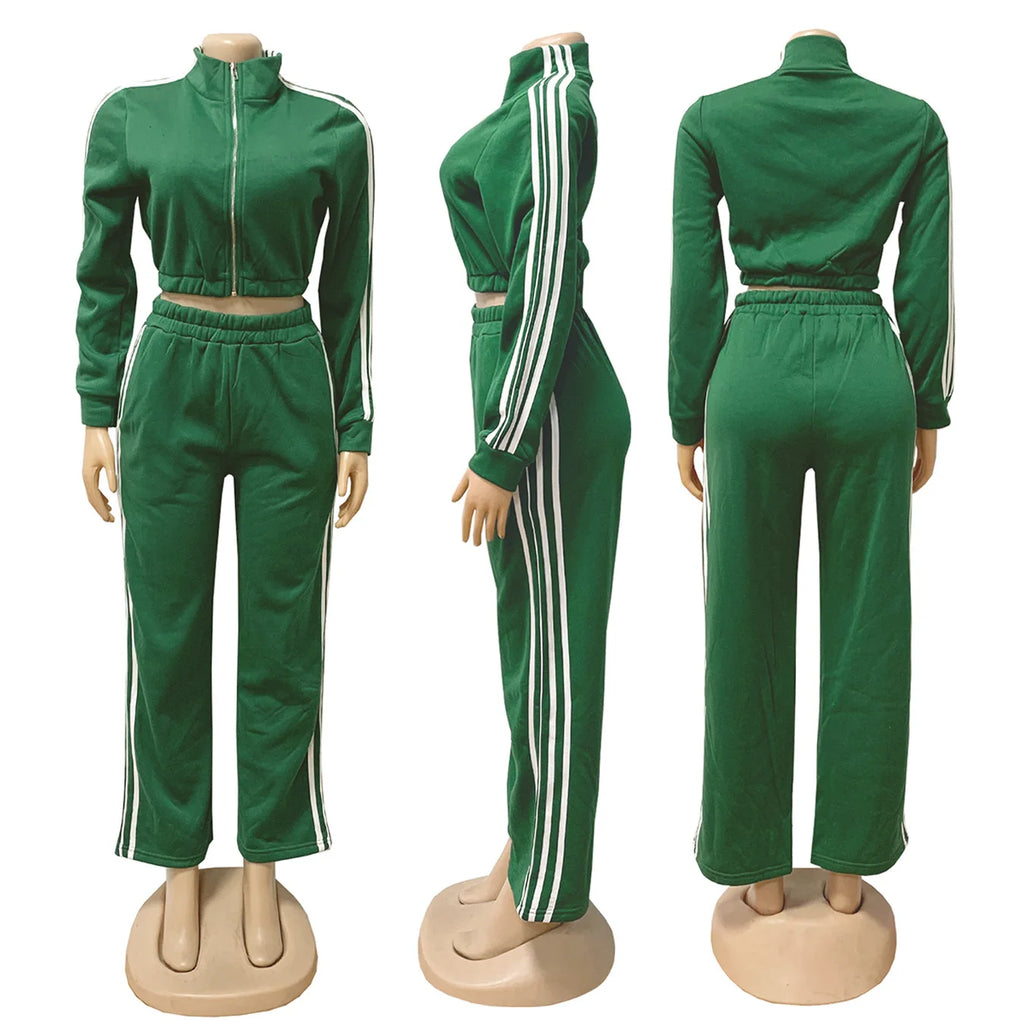 Y2K Striped Jogger Tracksuit Set - 2 Piece