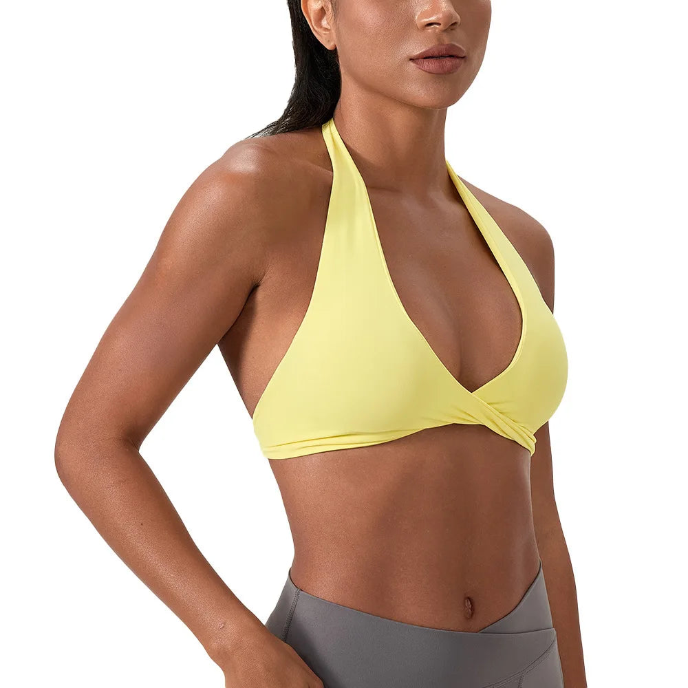 Strappy Padded Sports Bra - Criss Cross Back