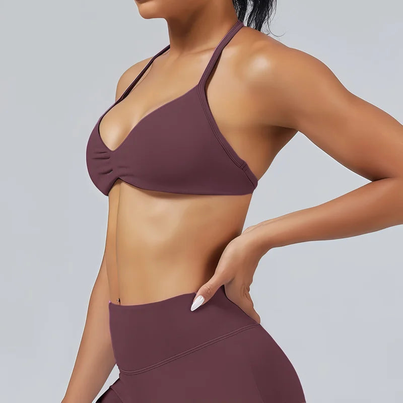 Women's Strappy Halter Sports Bra