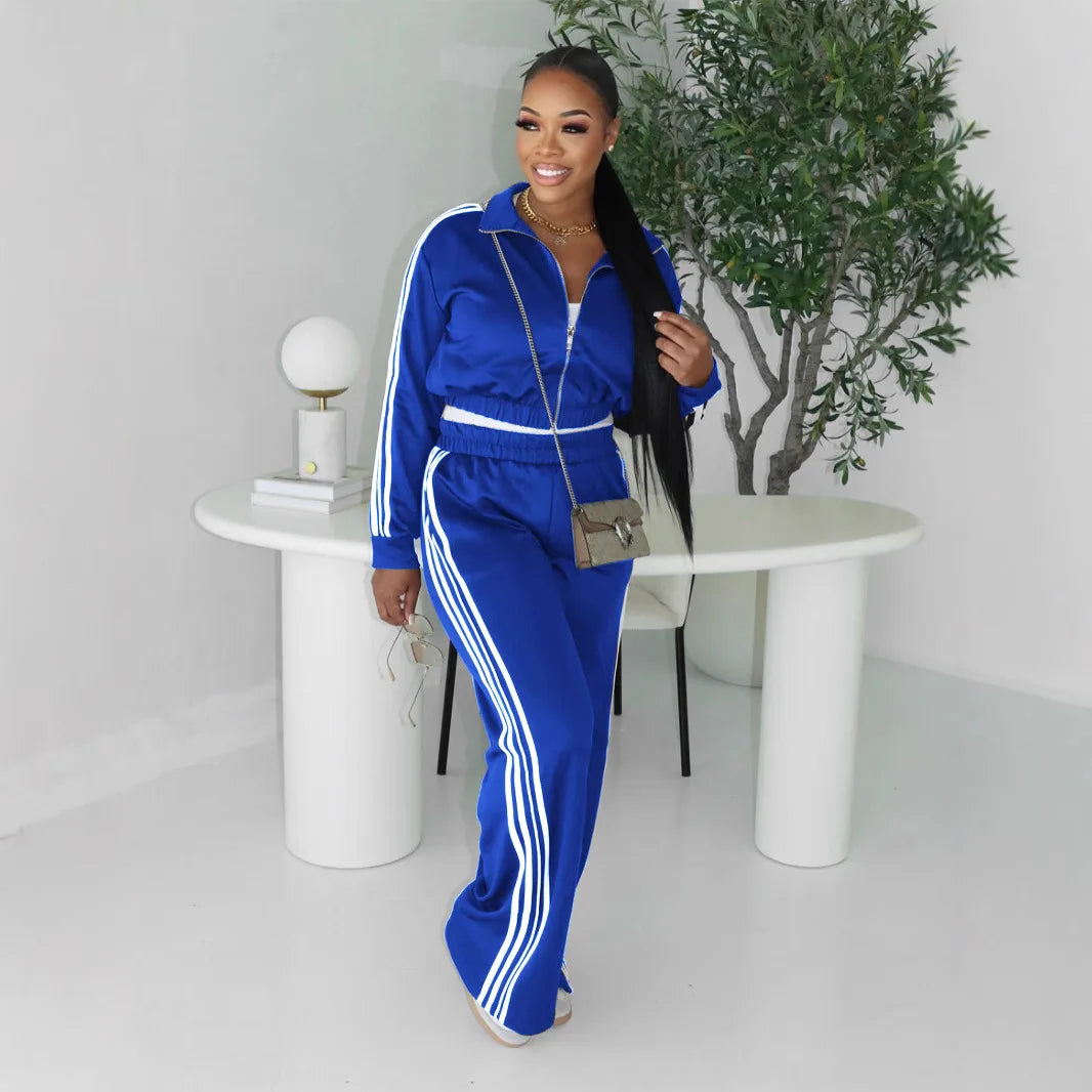 Y2K Striped Jogger Tracksuit Set - 2 Piece