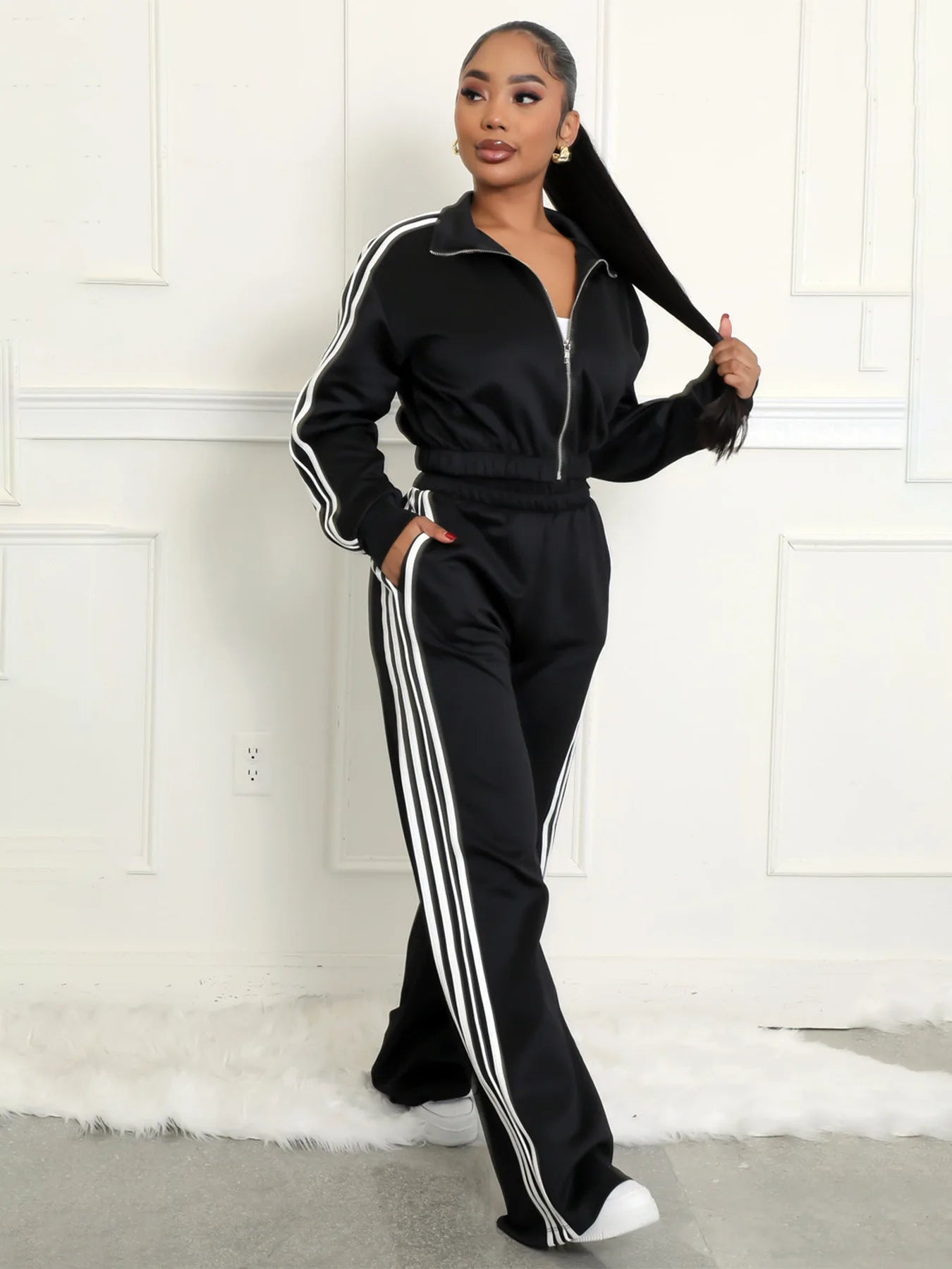 Y2K Striped Jogger Tracksuit Set - 2 Piece