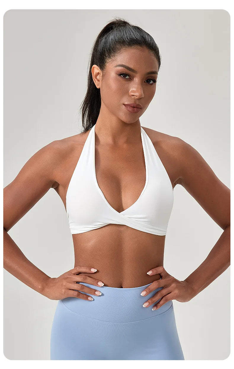 Strappy Padded Sports Bra - Criss Cross Back