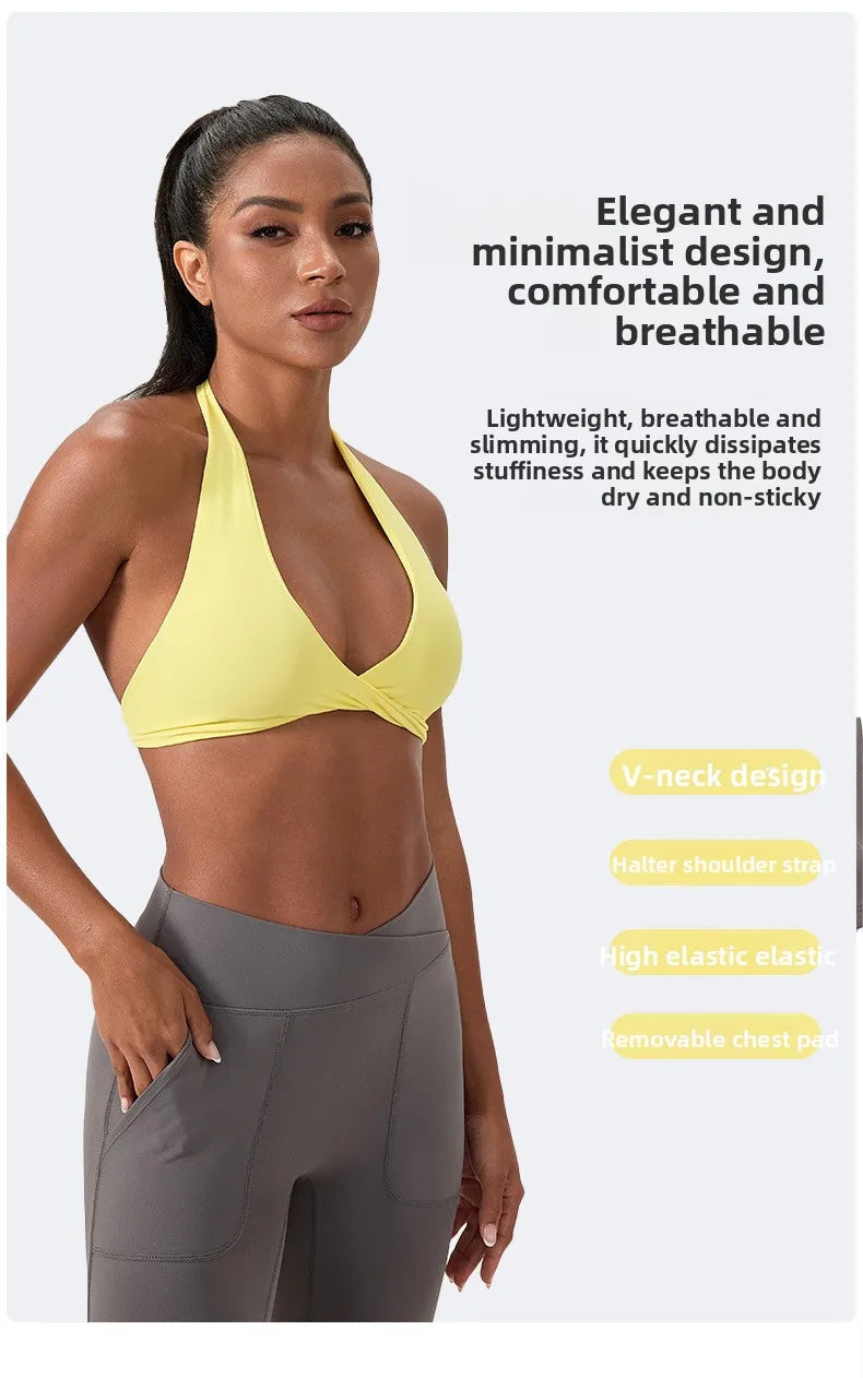 Strappy Padded Sports Bra - Criss Cross Back