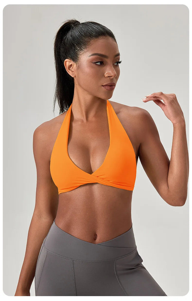 Strappy Padded Sports Bra - Criss Cross Back