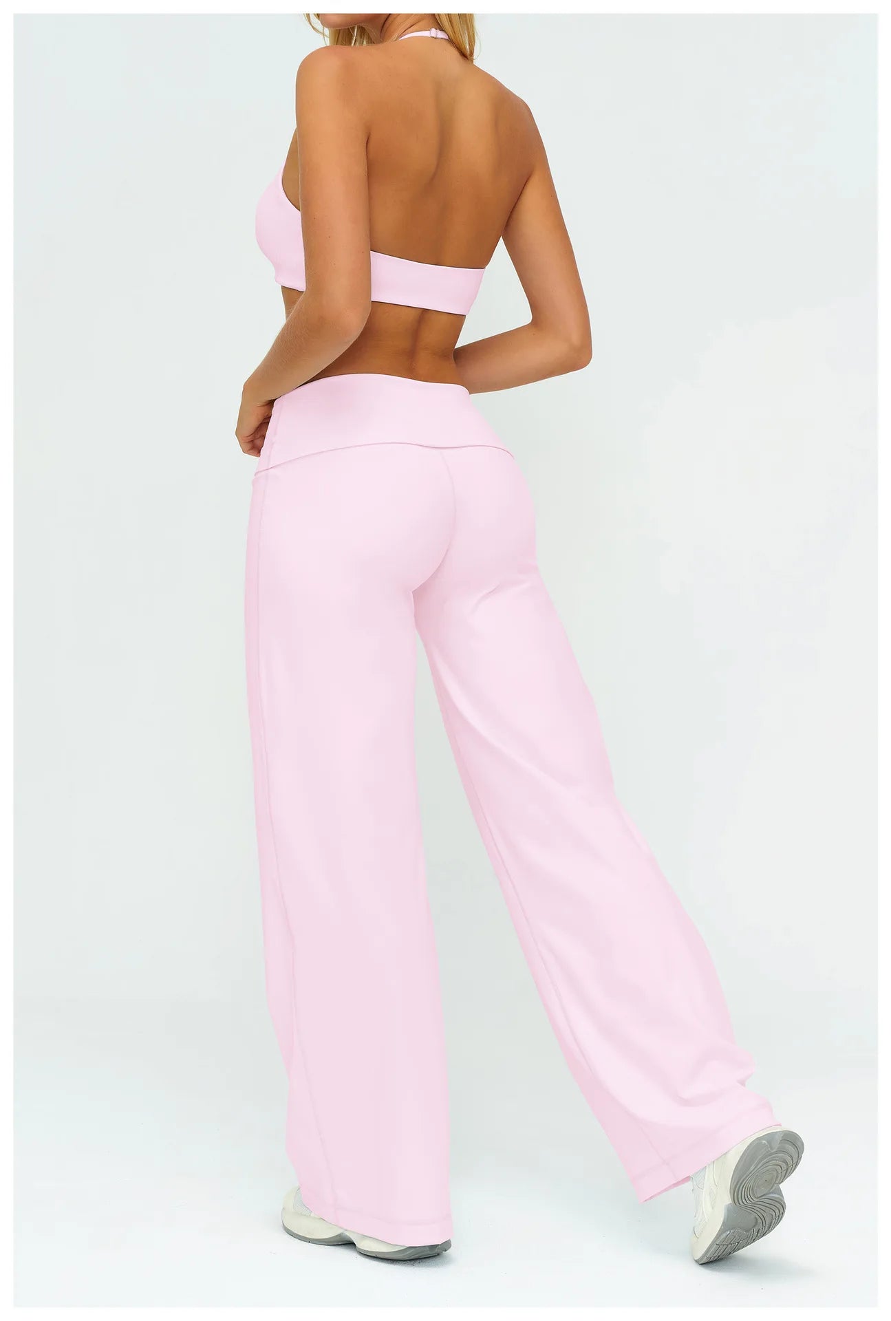 Halter Bra, Zip Jacket & Wide Leg Yoga Set