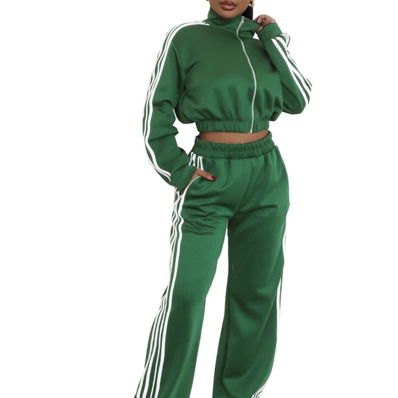 Y2K Striped Jogger Tracksuit Set - 2 Piece