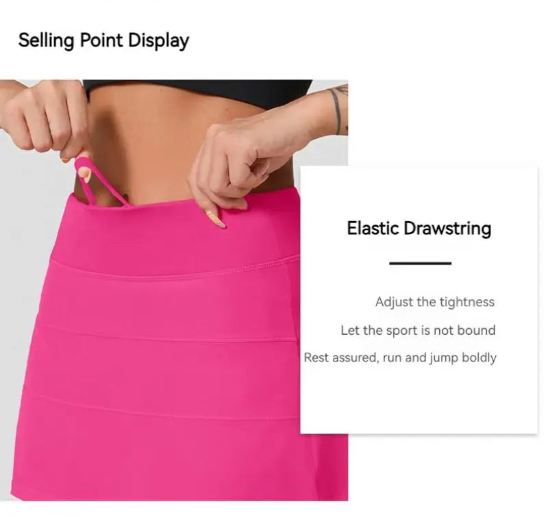 High-Waist Tennis Skort with Zipper Pocket
