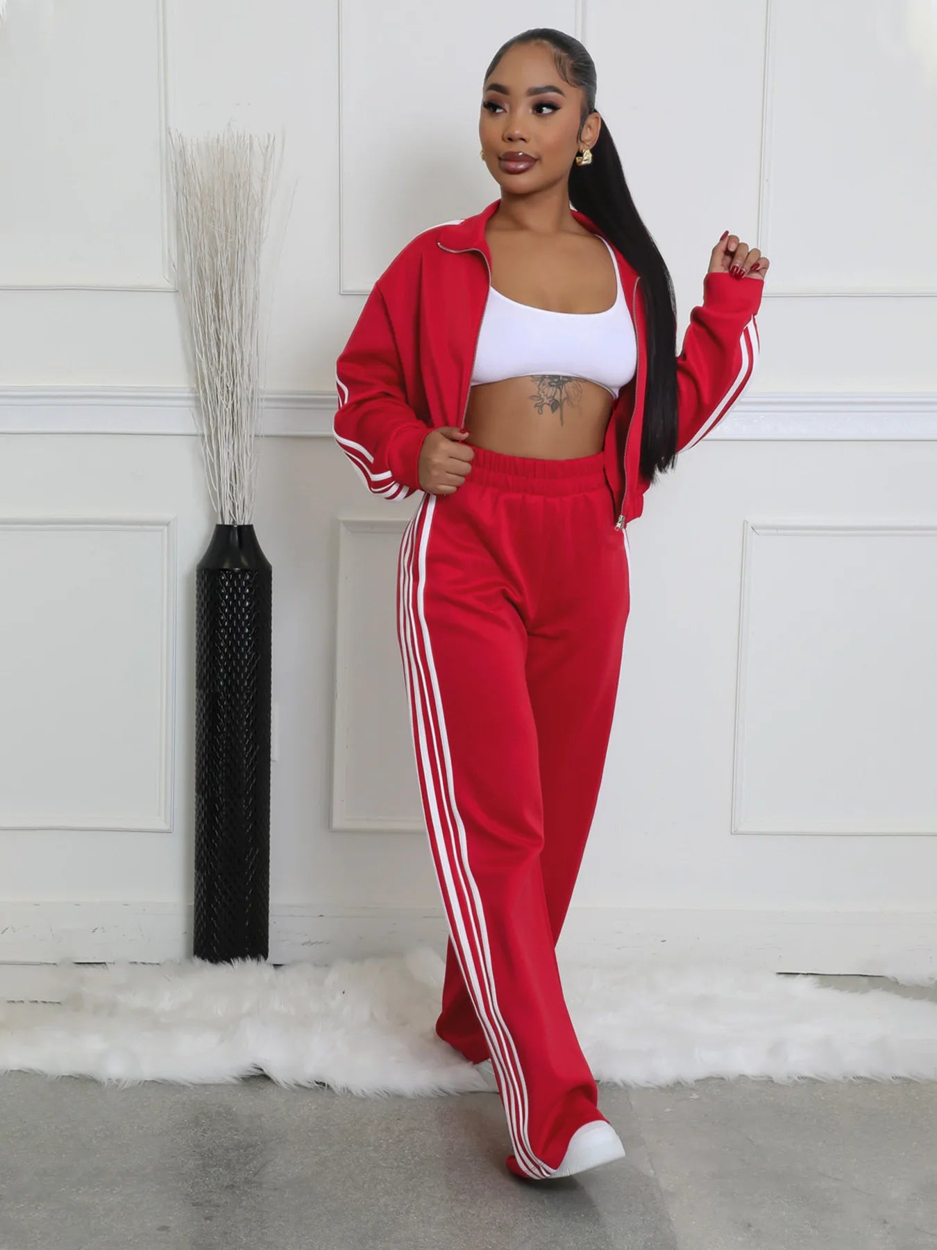Y2K Striped Jogger Tracksuit Set - 2 Piece