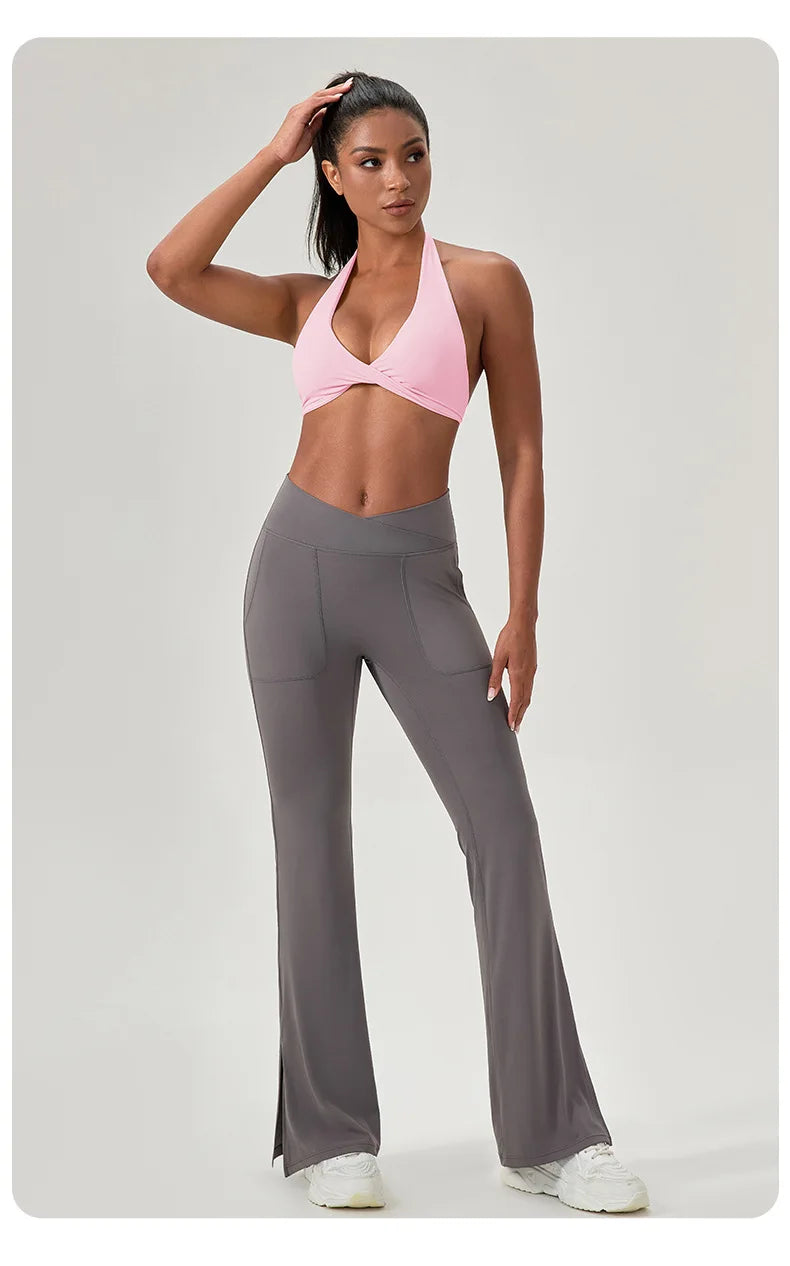 Strappy Padded Sports Bra - Criss Cross Back