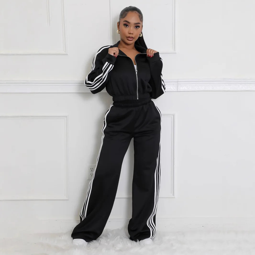 Y2K Striped Jogger Tracksuit Set - 2 Piece