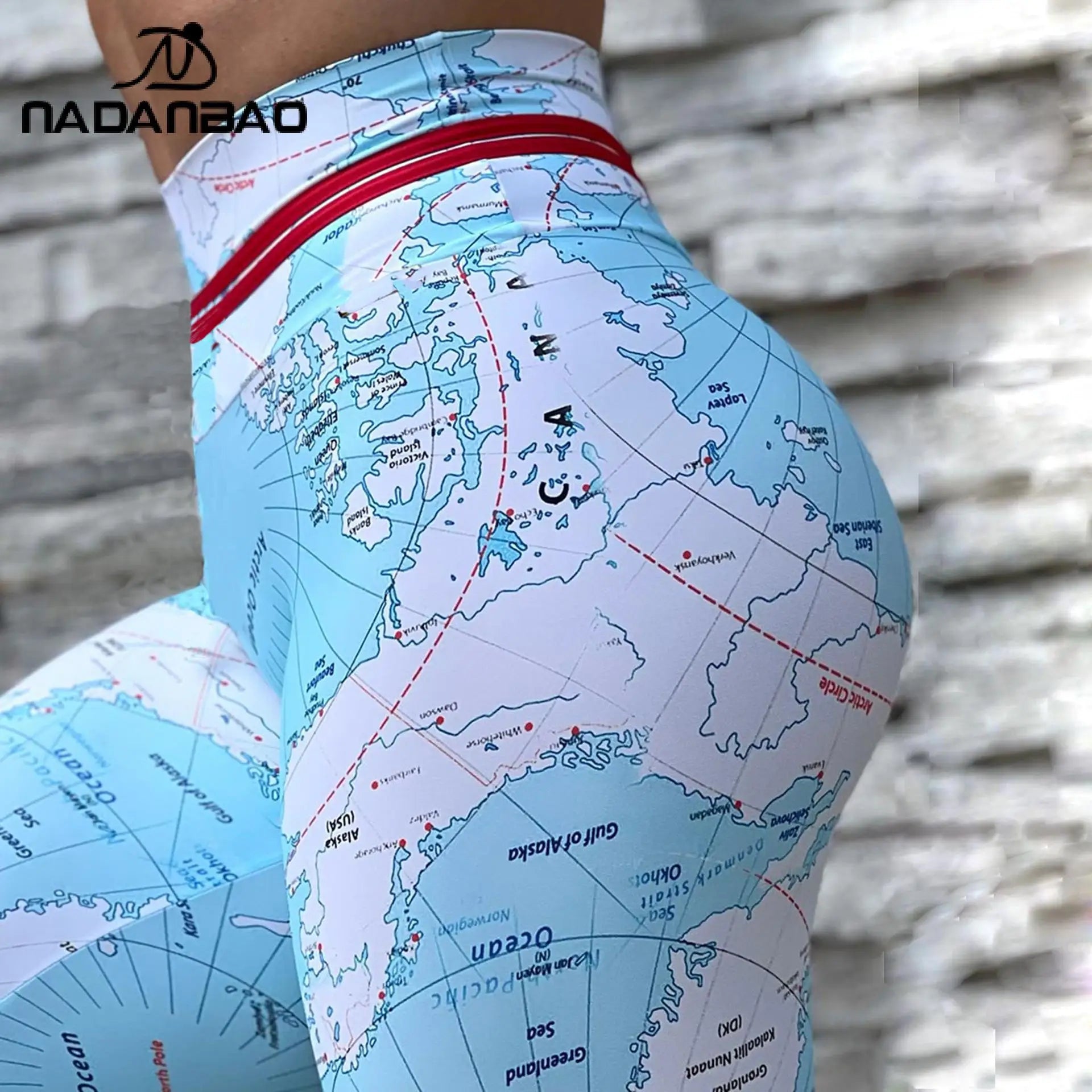 Women's Map Print High-Waist Skinny Leggings