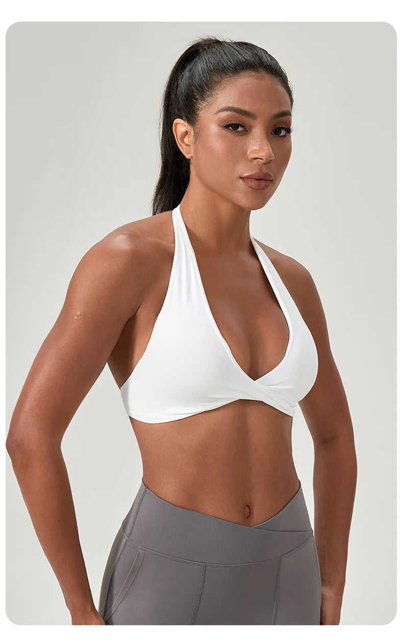 Strappy Padded Sports Bra - Criss Cross Back
