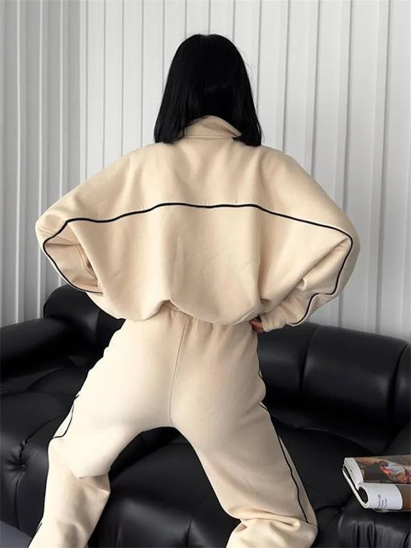 Oversized Striped Sweatshirt Set - 2 Piece