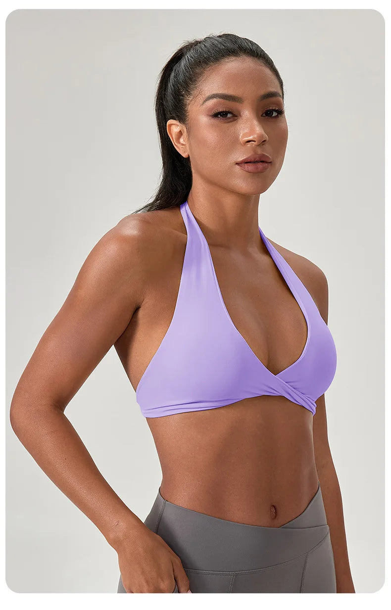 Strappy Padded Sports Bra - Criss Cross Back