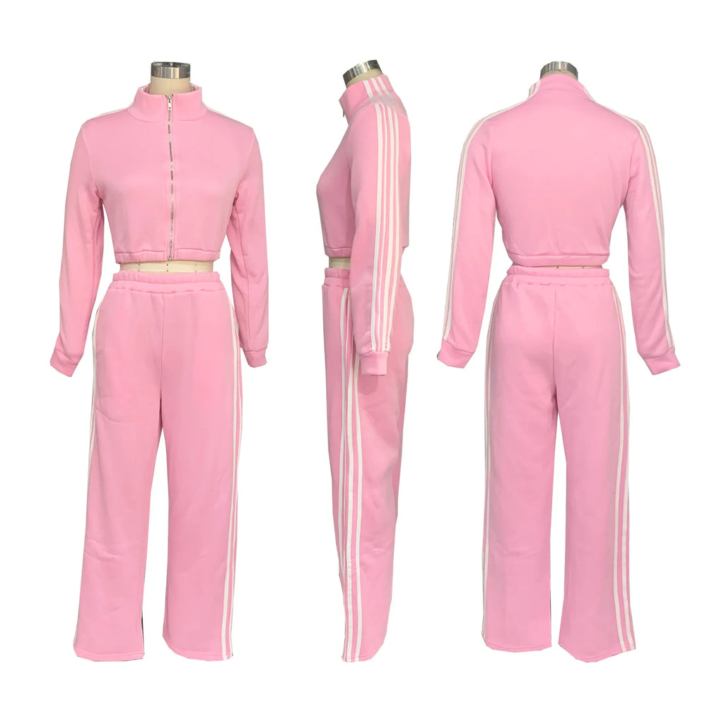 Y2K Striped Jogger Tracksuit Set - 2 Piece