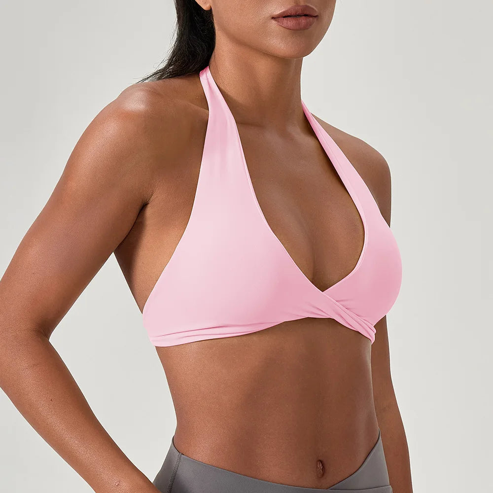 Strappy Padded Sports Bra - Criss Cross Back
