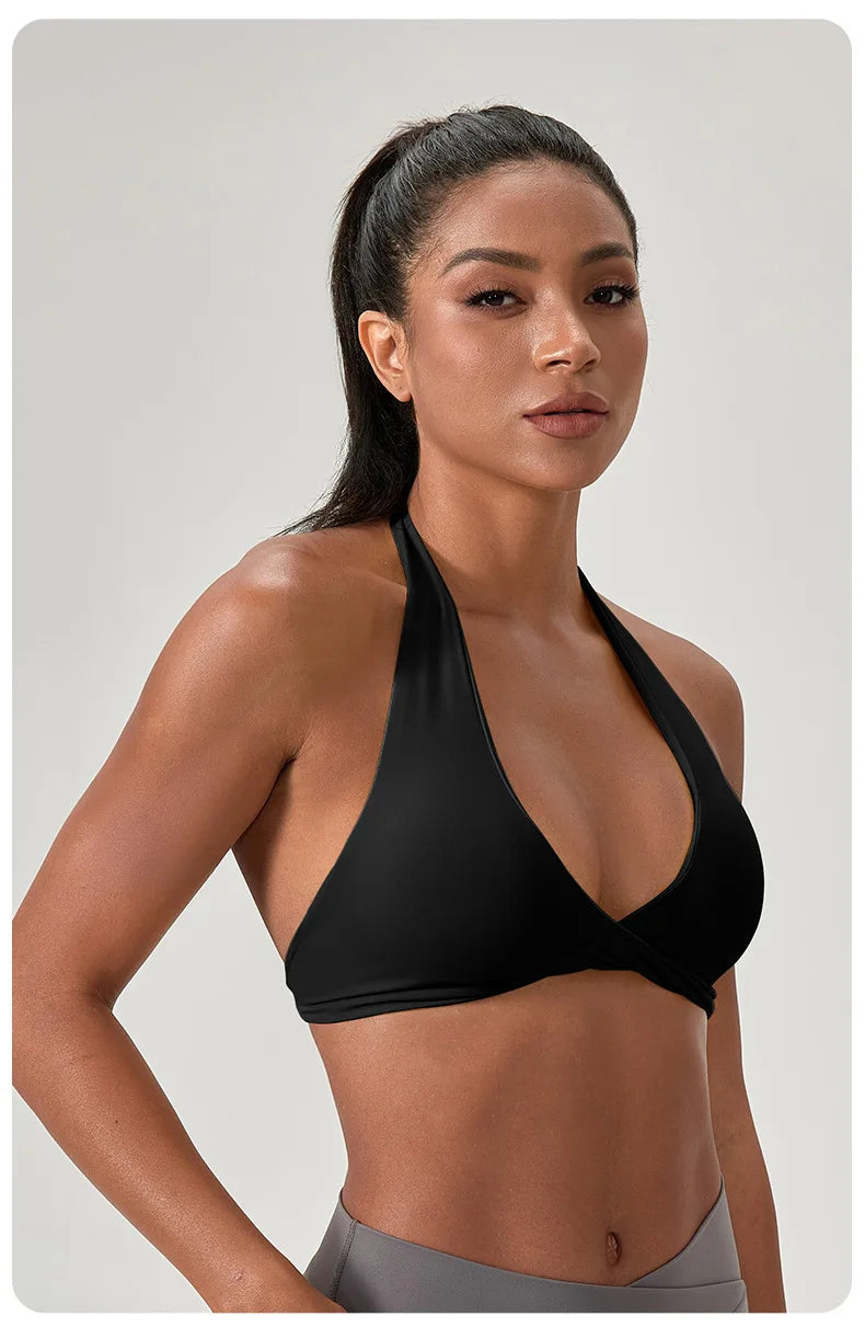 Strappy Padded Sports Bra - Criss Cross Back