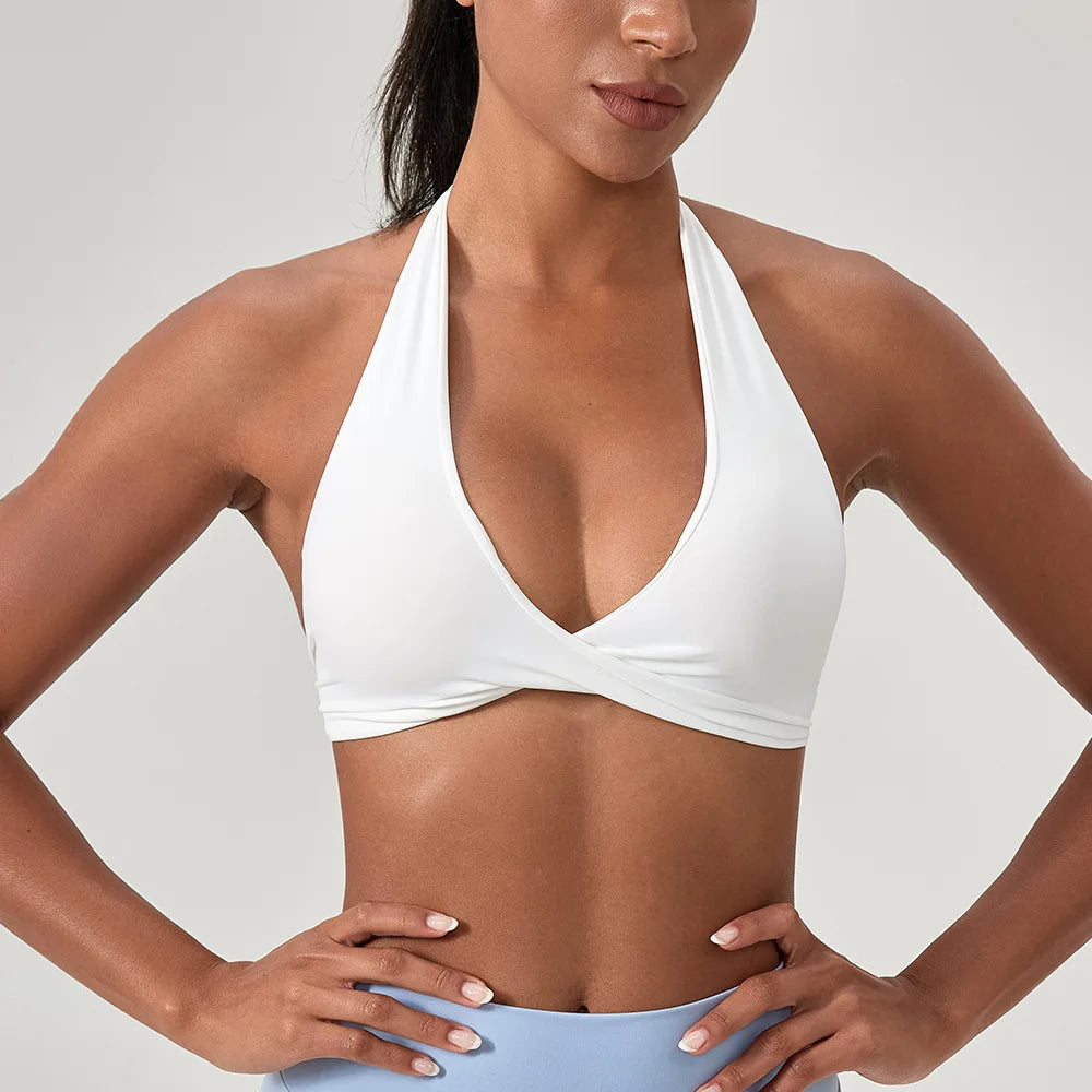 Strappy Padded Sports Bra - Criss Cross Back