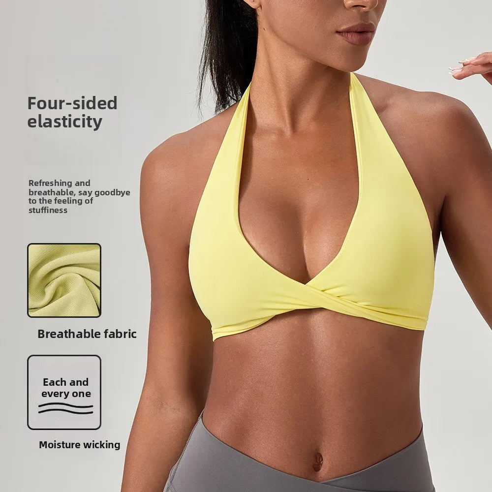 Strappy Padded Sports Bra - Criss Cross Back
