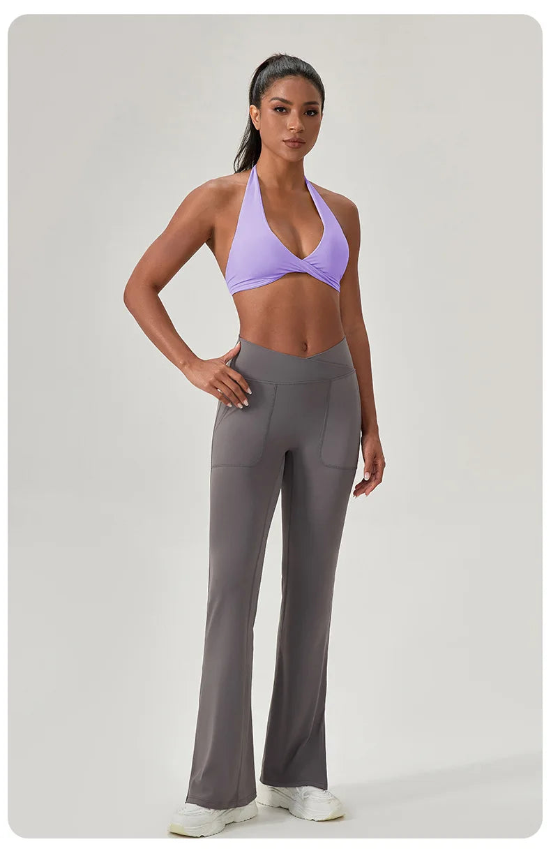 Strappy Padded Sports Bra - Criss Cross Back