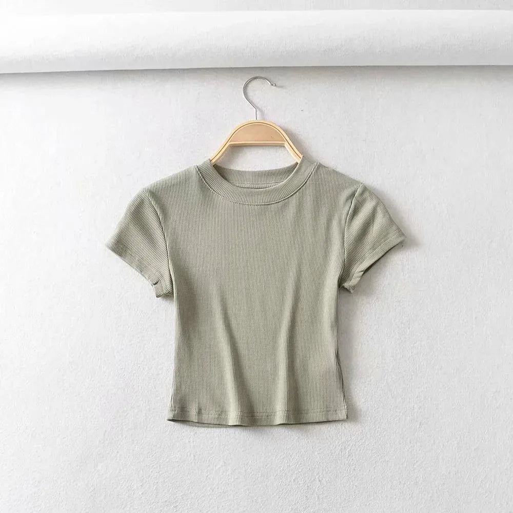 Women's Slim-Fit Short Sleeve Crop Top