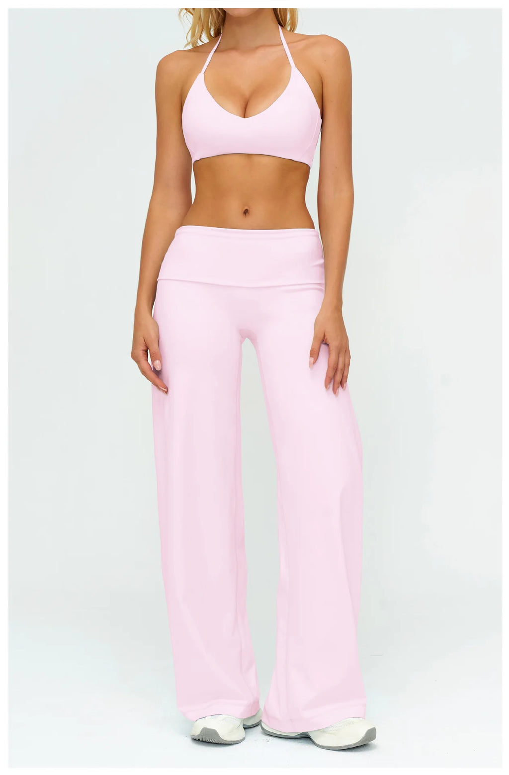 Halter Bra, Zip Jacket & Wide Leg Yoga Set