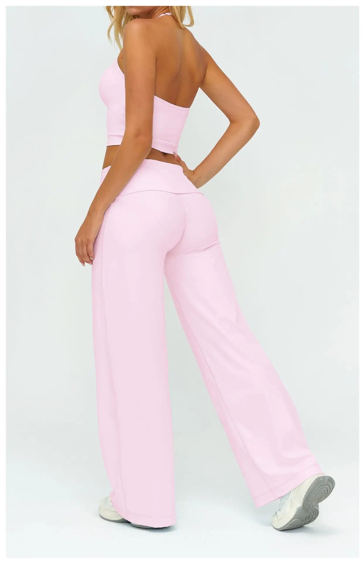 Halter Bra, Zip Jacket & Wide Leg Yoga Set