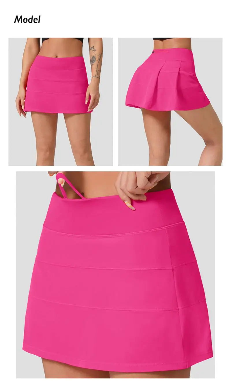 High-Waist Tennis Skort with Zipper Pocket