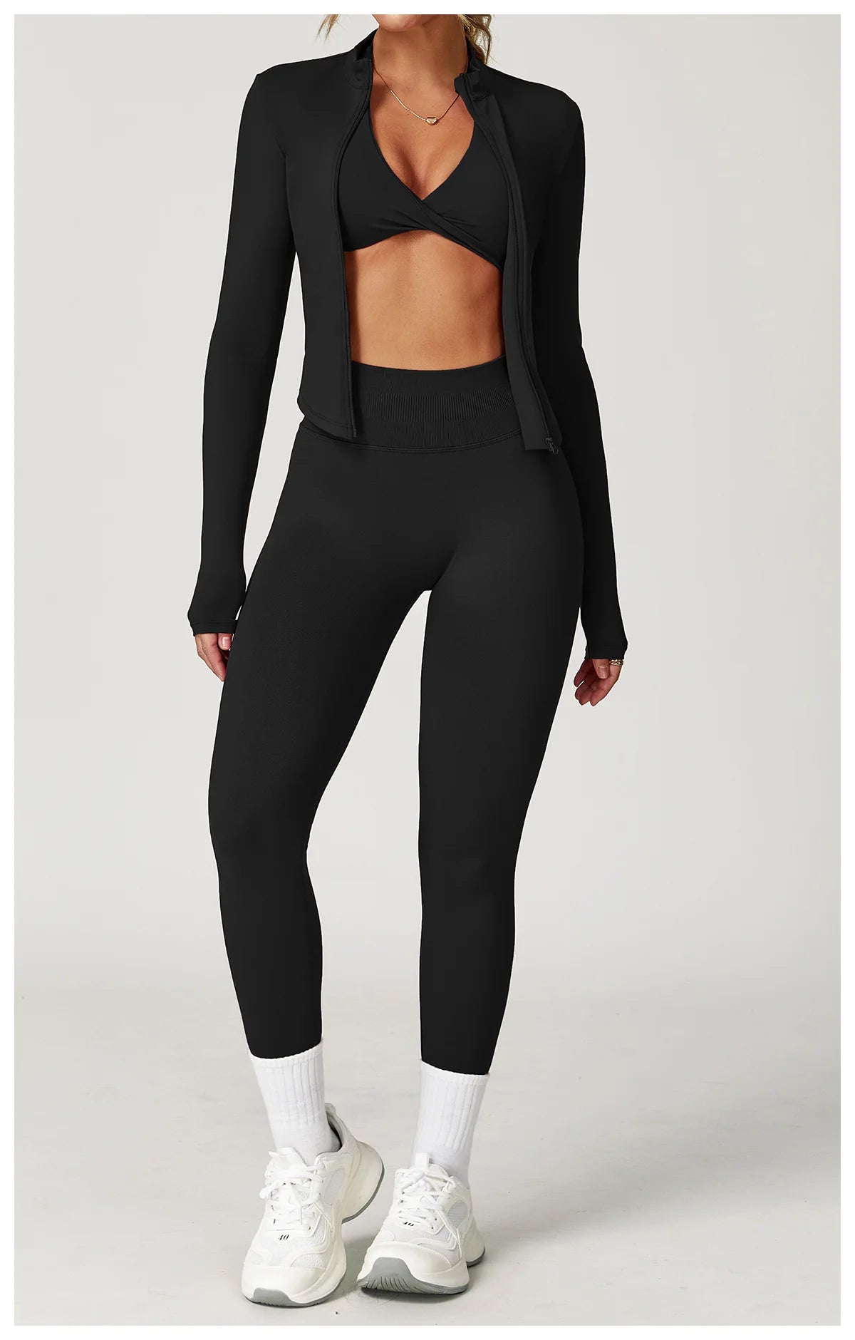 Seamless Yoga Set with Long Sleeve Jacket