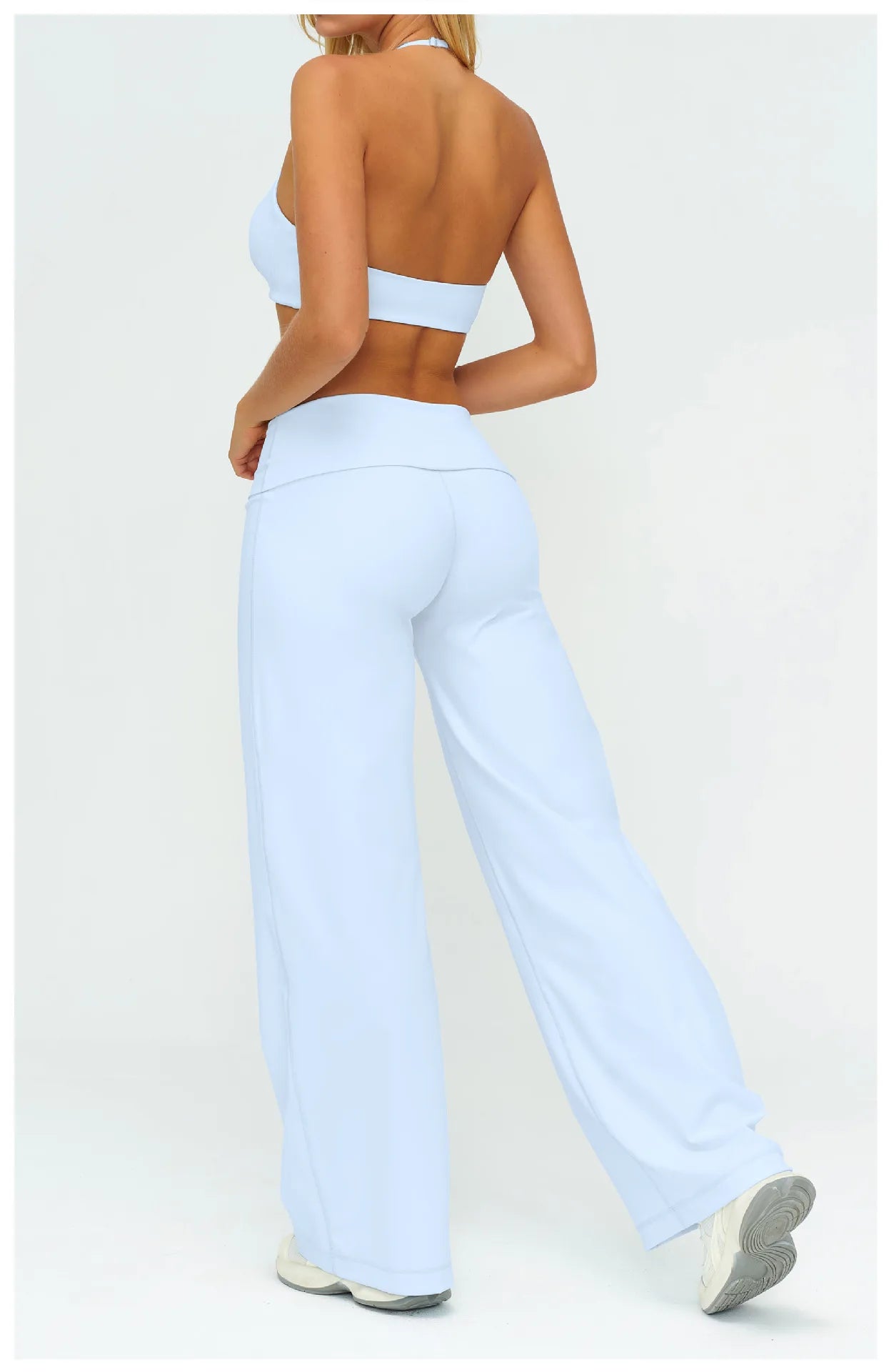 Halter Bra, Zip Jacket & Wide Leg Yoga Set