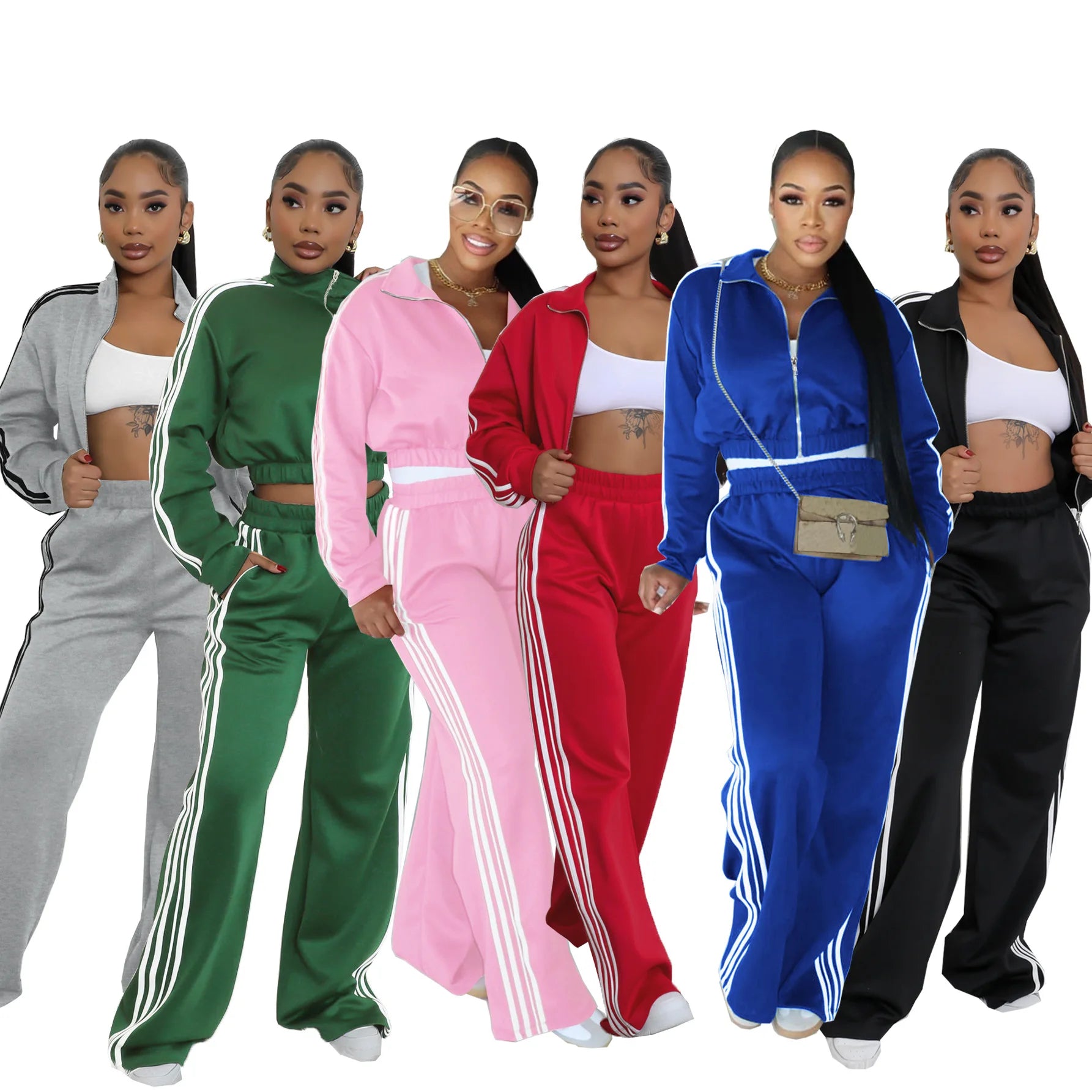Y2K Striped Jogger Tracksuit Set - 2 Piece